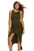 Sexy Olive Knotted Slit Dress